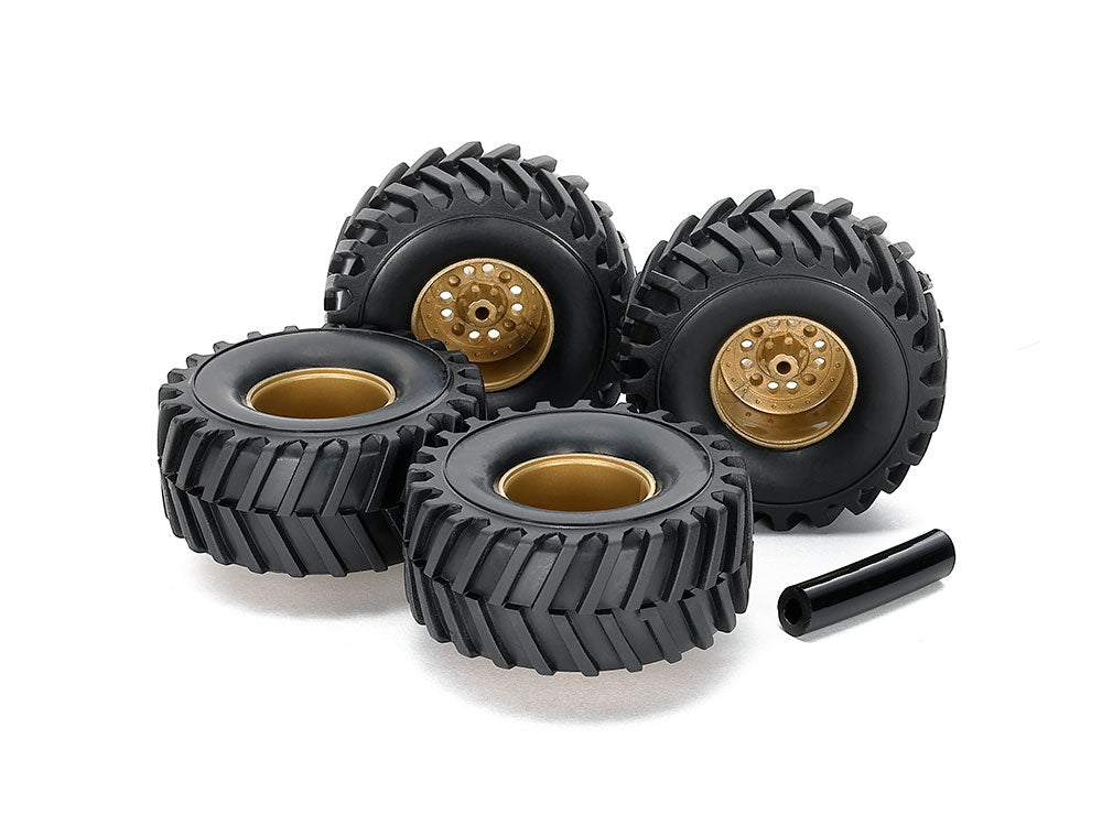 LARGE DIA. TIRE & WHEEL SET for EZ CHASSIS (WIDE TREAD)