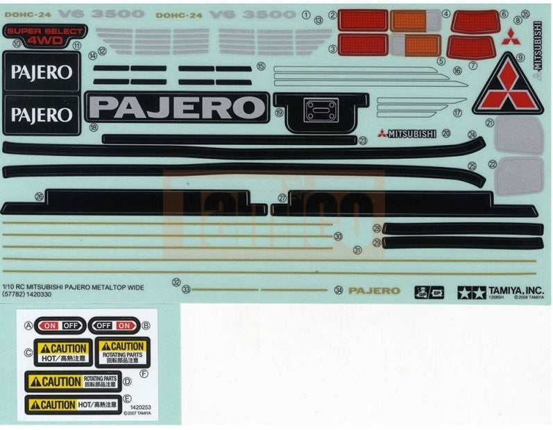 RC MITSUBISHI PAJERO METALTOP WIDE (1420330) DECALS