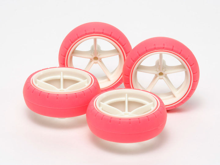 Large Dia. Narrow Fiberglass Wheels and Arched Tires (Fluorescent Pink)
