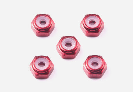 2mm Aluminum Lock Nut (Red, 5pcs.)