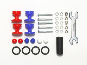 Low Friction Plastic Double Rollers w/Rubber Rings (Red & Blue/13-12mm)