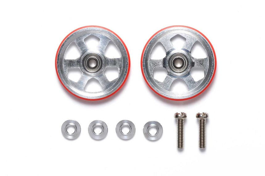 19mm Aluminum Ball-Race Rollers (6 Spokes) w/Plastic Rings (Red)