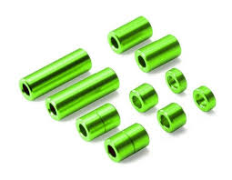 Aluminum Spacer Set Green (12/6.7/6/3/1.5mm, 2 Pcs. Each)