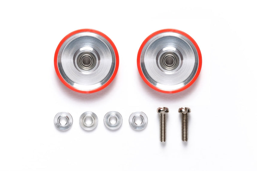 17mm Aluminum Rollers (Dish Type) w/ Plastic Rings (Red)